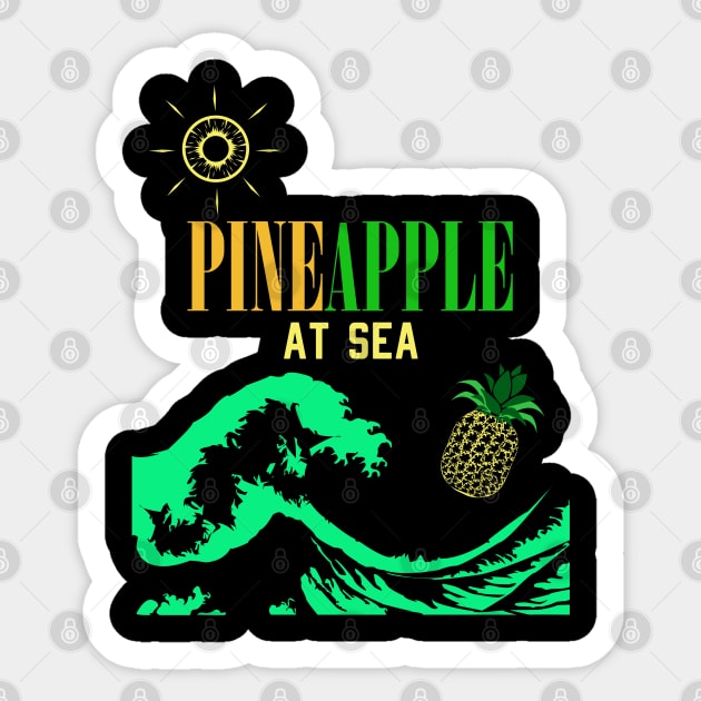 pineapple at sea full great wave tshirt Sticker by HCreatives